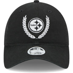 Pittsburgh Steelers New Era Women's Leaves 9TWENTY Adjustable Hat - Black Hats