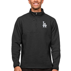 Los Angeles Dodgers Antigua Course Quarter-Zip Pullover Top - Heathered Black Pullover