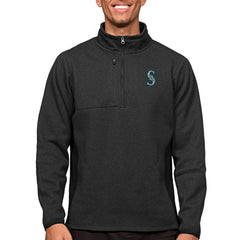 Seattle Mariners Antigua Course Quarter-Zip Pullover Top - Heathered Black Pullover