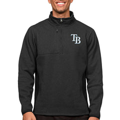 Tampa Bay Rays Antigua Course Quarter-Zip Pullover Top - Heathered Black Pullover