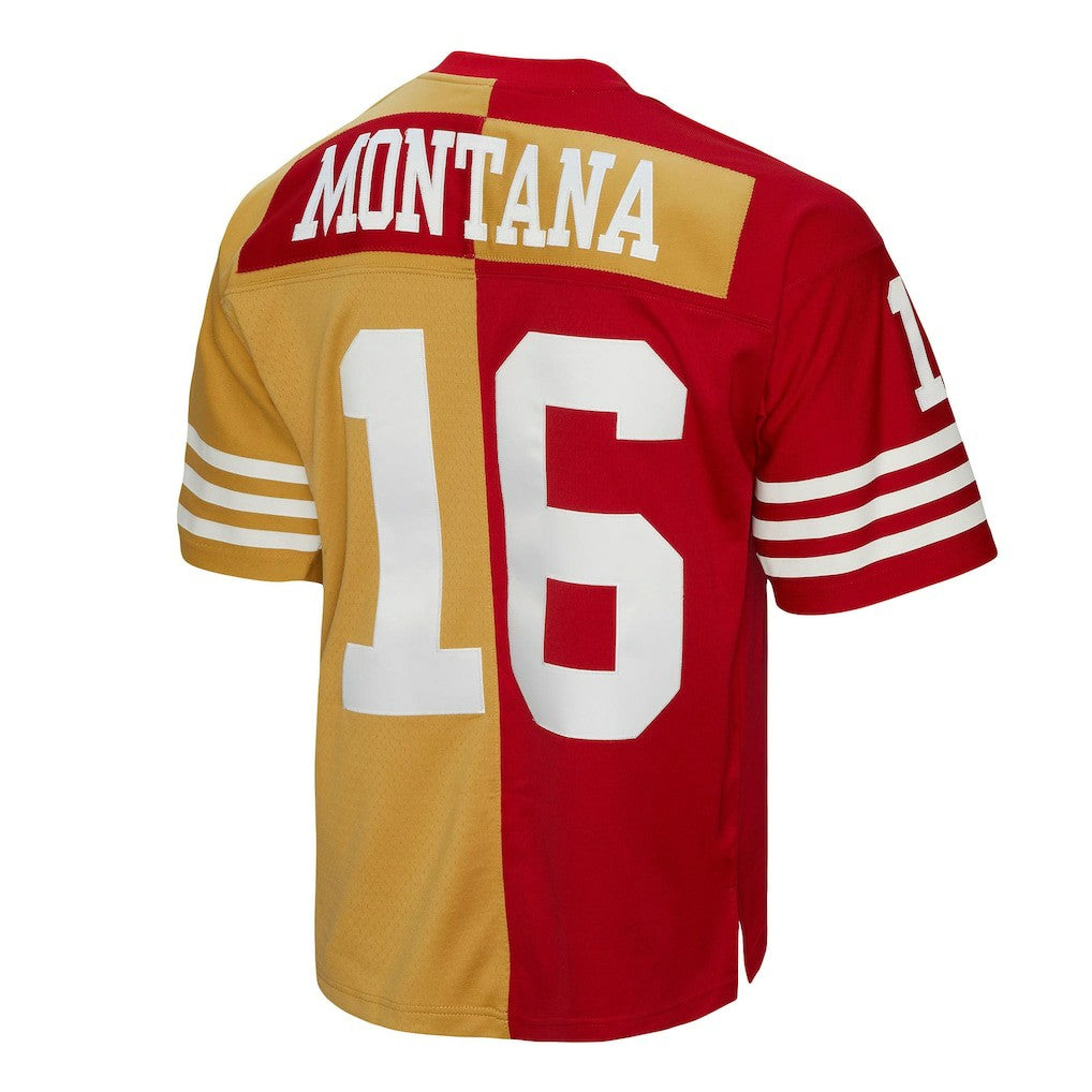 Joe Montana San Francisco 49ers 1990 Split Legacy Replica Jersey - Scarlet/Gold Jerseys
