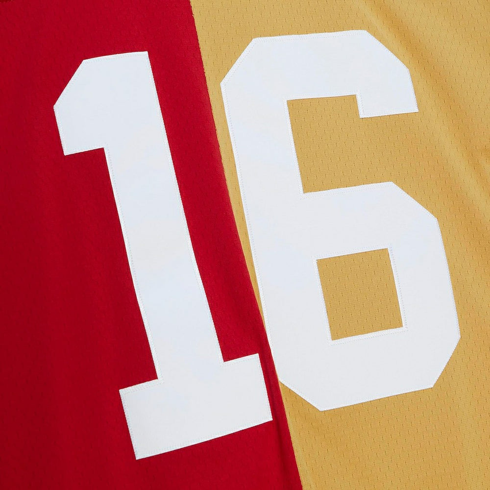 Joe Montana San Francisco 49ers 1990 Split Legacy Replica Jersey - Scarlet/Gold Jerseys