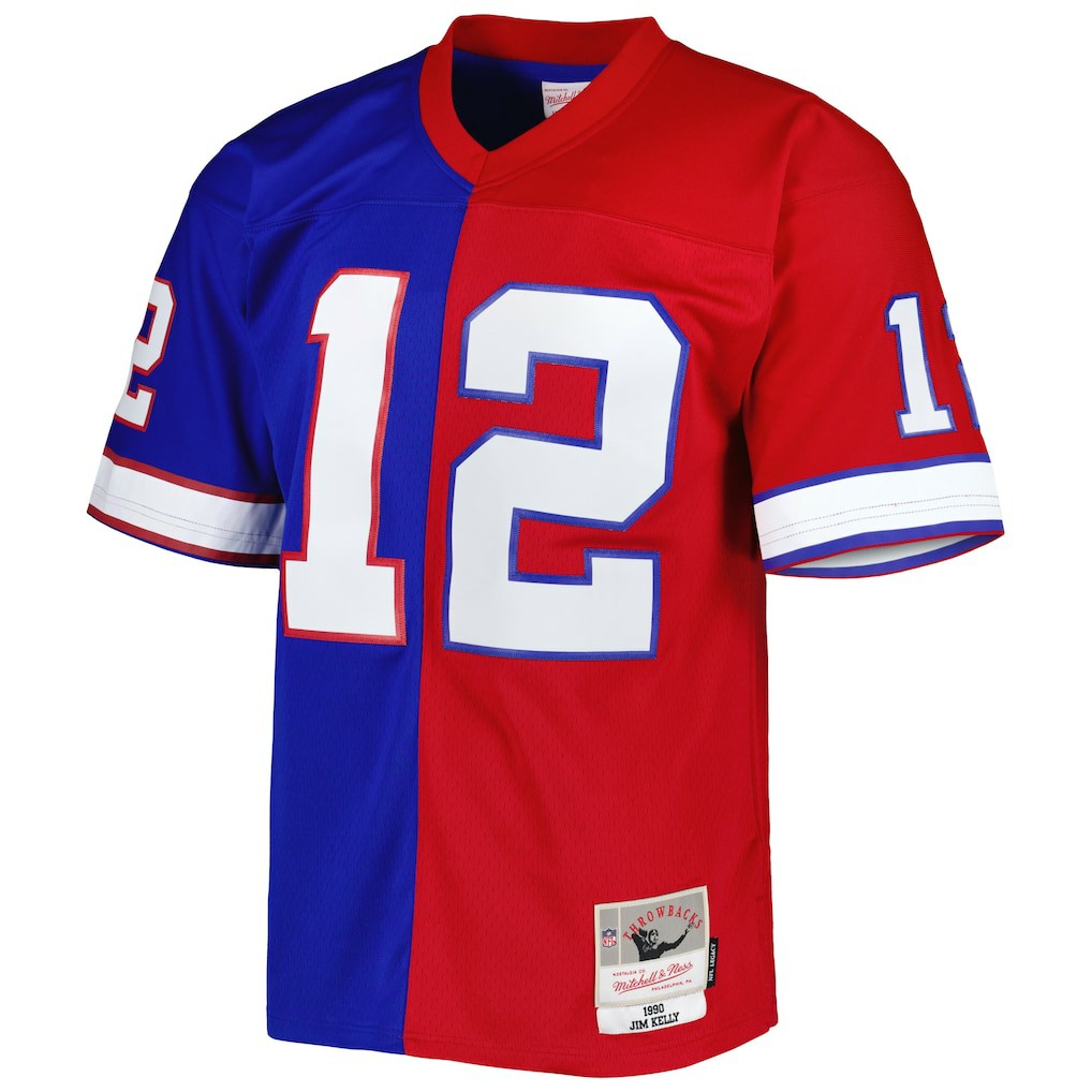 Jim Kelly Buffalo Bills 1990 Split Legacy Replica Jersey - Royal/Red Jerseys
