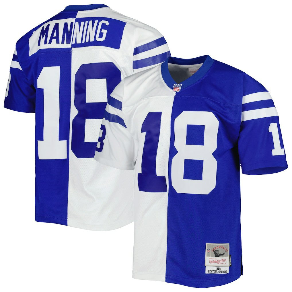 Peyton Manning Indianapolis Colts 1998 Split Legacy Replica Jersey - Royal/White Jerseys