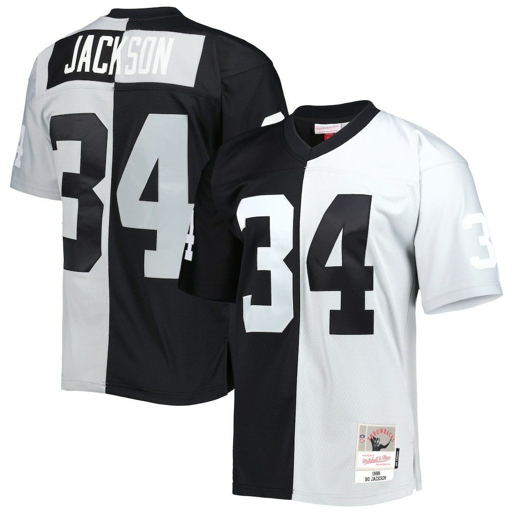 Bo Jackson Las Vegas Raiders 1988 Split Legacy Replica Jersey - Black/Silver Jerseys