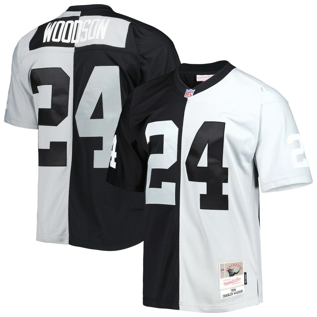 Charles Woodson Las Vegas Raiders 1998 Split Legacy Replica Jersey - Black/Silver Jerseys