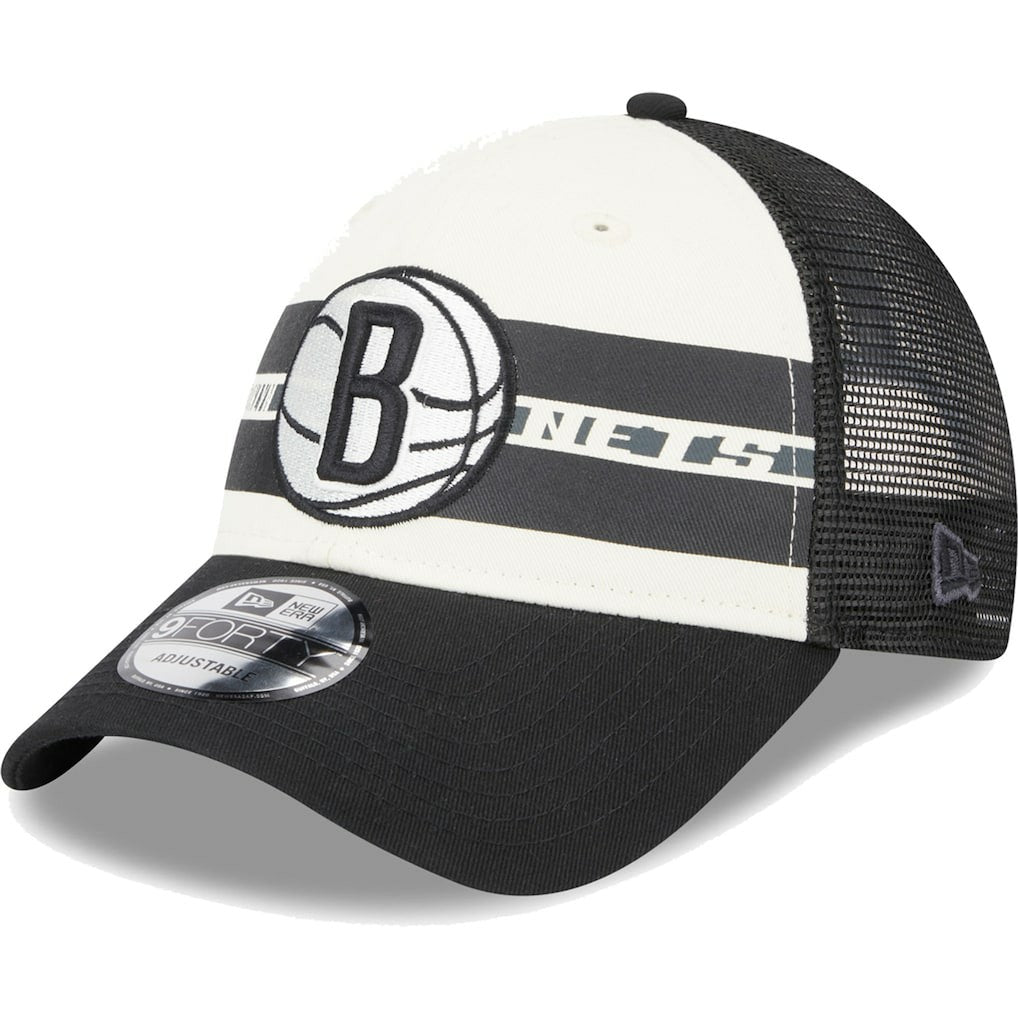 Brooklyn Nets Stripes 9FORTY Trucker Snapback Hat Black - New Era