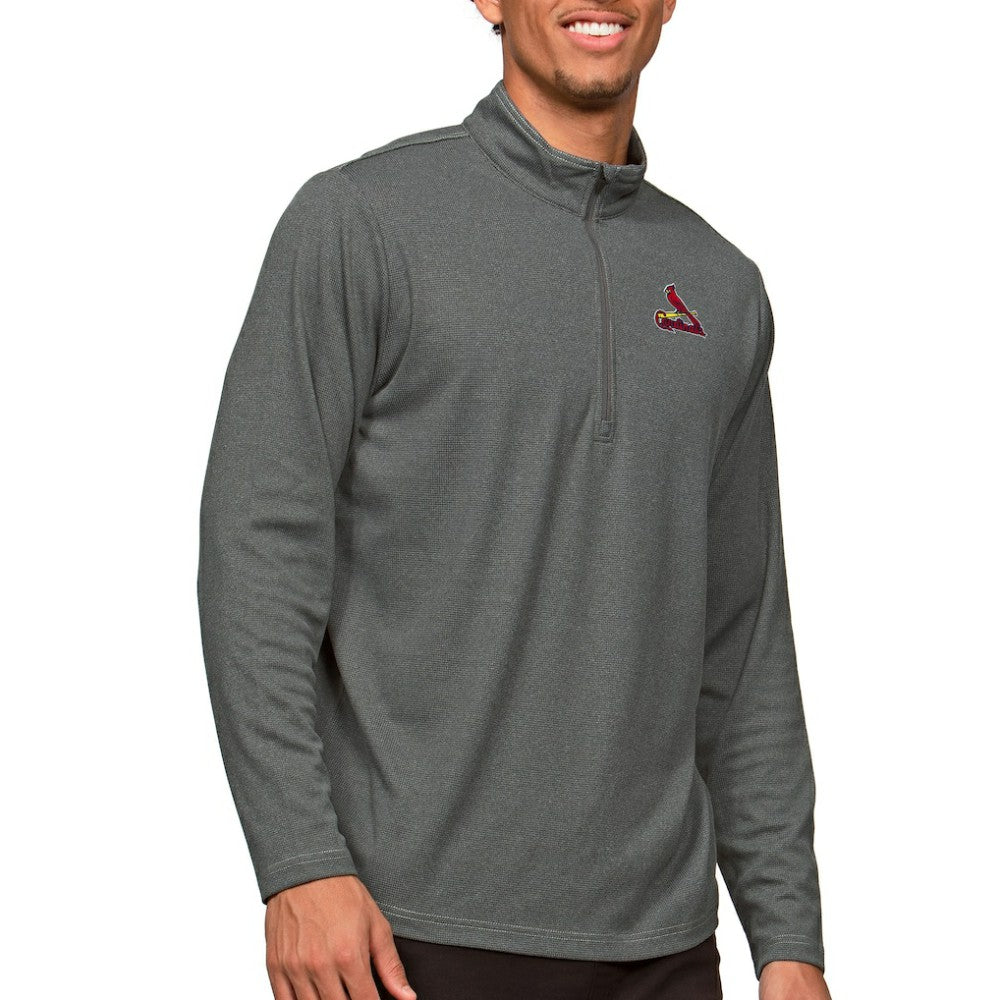 St. Louis Cardinals Antigua Epic Quarter-Zip Pullover Top - Heathered Charcoal Pullover