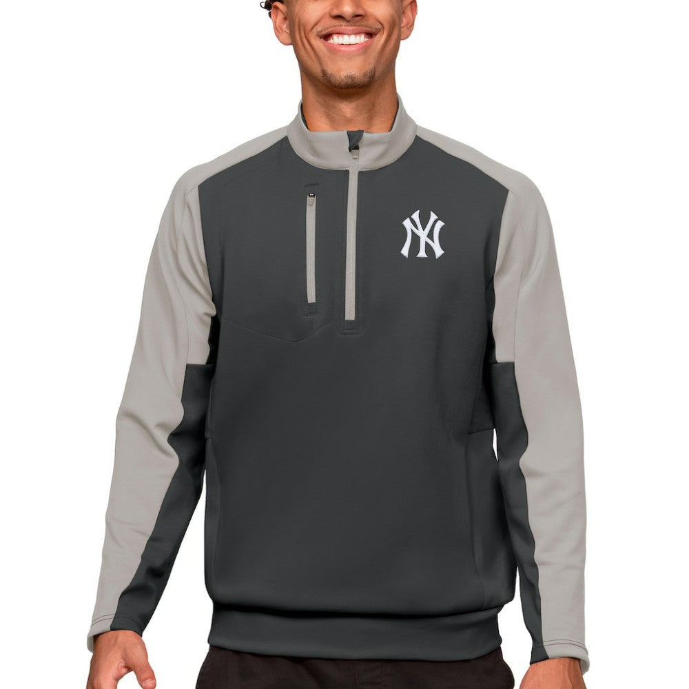 New York Yankees Antigua Team Quarter-Zip Pullover Top - Charcoal Pullover