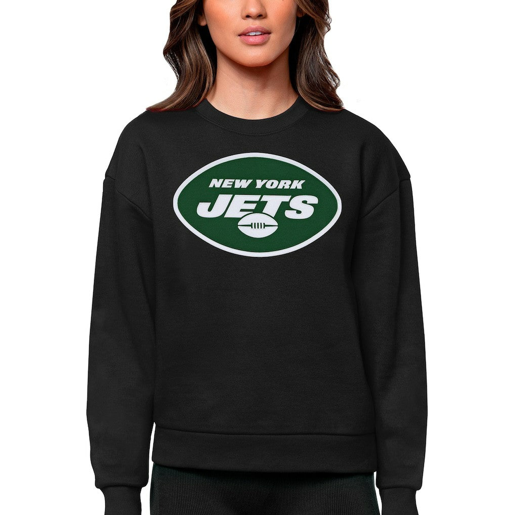 New York Jets Antigua Women's Victory Logo Pullover Sweatshirt - Black Pullover