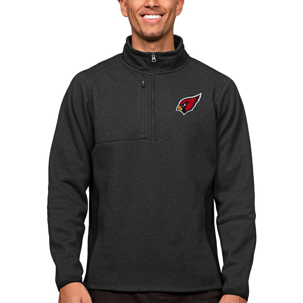 Arizona Cardinals Antigua Course Quarter-Zip Pullover Top - Heathered Black Pullover
