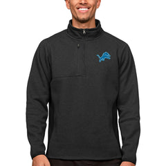 Detroit Lions Antigua Course Quarter-Zip Pullover Top - Heathered Black Pullover