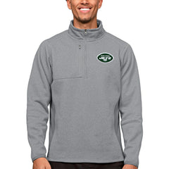 New York Jets Antigua Course Quarter-Zip Pullover Top - Heathered Gray Pullover