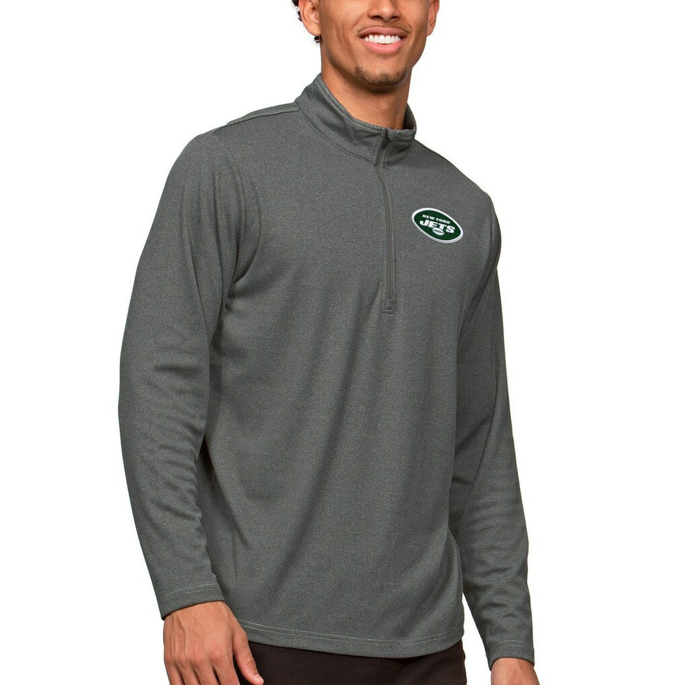 New York Jets Antigua Epic Quarter-Zip Pullover Top - Heathered Charcoal Pullover