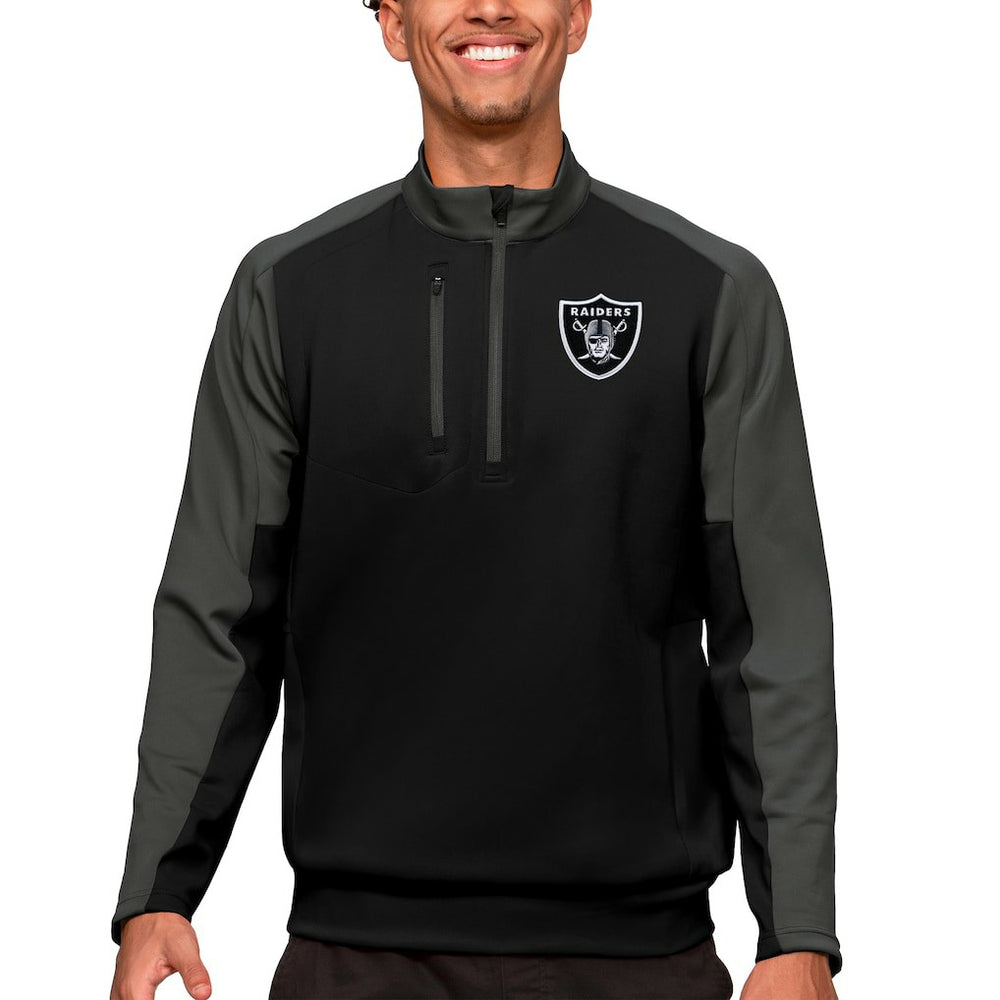 Las Vegas Raiders Antigua Team Quarter-Zip Pullover Top - Black Pullover