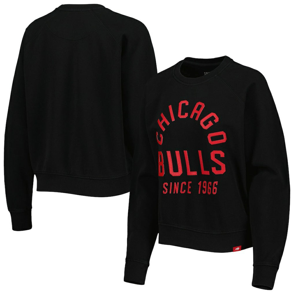 Chicago Bulls Sportiqe Women's Ashlyn Brava Raglan Pullover Sweatshirt Black