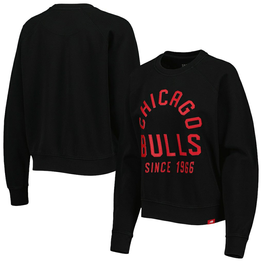 Chicago Bulls Sportiqe Women's Ashlyn Brava Raglan Pullover Sweatshirt Black