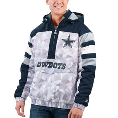 Dallas Cowboys Starter Thursday Night Gridiron Raglan Half-Zip Hooded Jacket - White/Navy Jackets