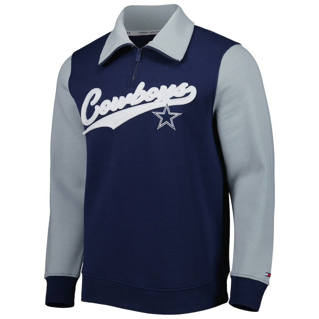Dallas Cowboys Tommy Hilfiger Aiden Quarter-Zip Sweatshirt - Navy/Silver Sweatshirts