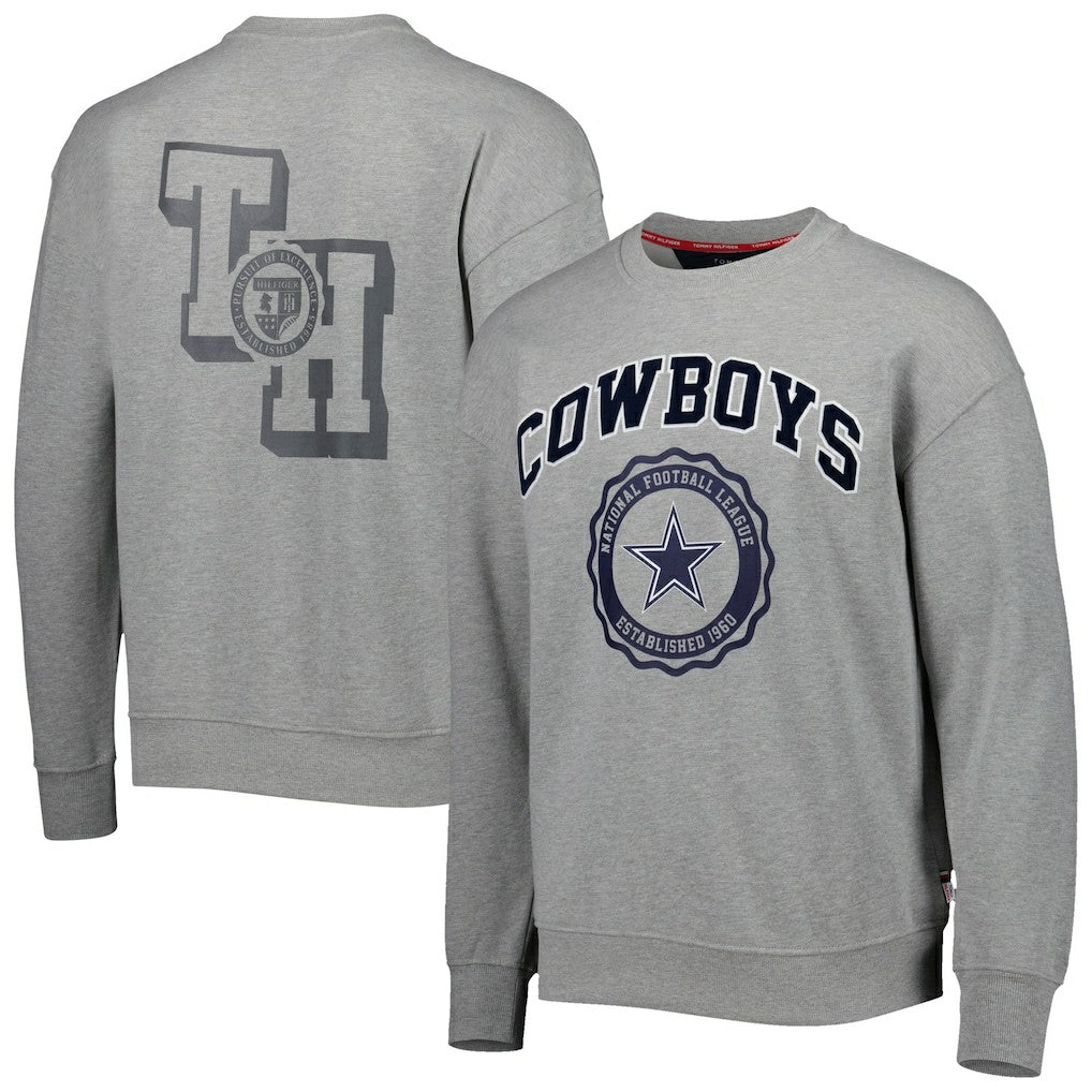 Dallas Cowboys Tommy Hilfiger Ronald Crew Sweatshirt - Heather Gray Sweatshirts