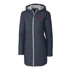 Philadelphia Phillies Cutter & Buck Women's Rainier Primaloft Eco Full-Zip Hoodie Long Coat - Heathered Navy Hoodies