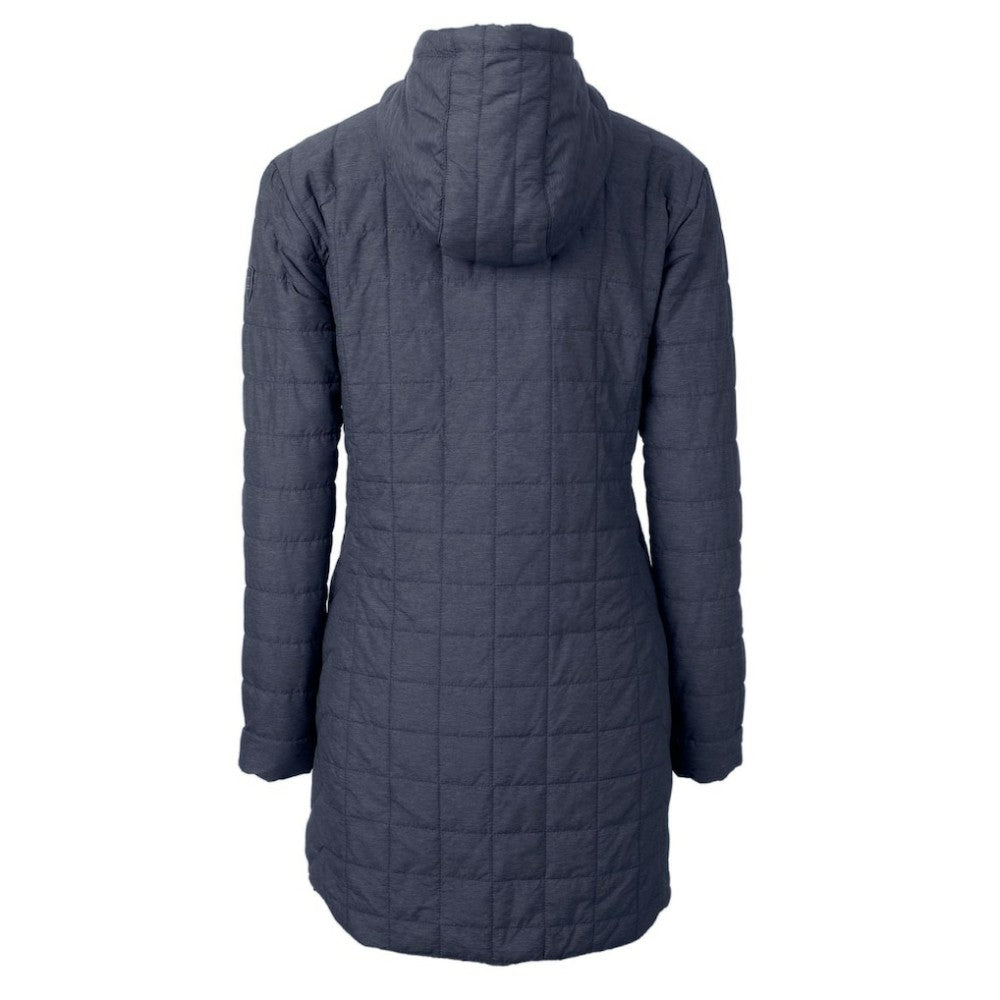 New York Yankees Cutter & Buck Women's Rainier Primaloft Eco Full-Zip Hoodie Long Coat - Heathered Navy Hoodies