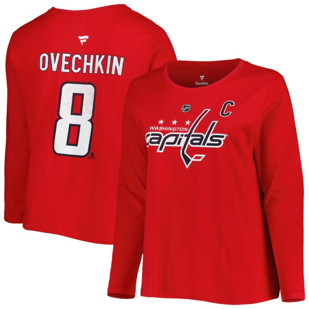 Washington Capitals Profile Women's Plus Size Distressed Printed Name & Number Long Sleeve T-Shirt - Red | US 5014724