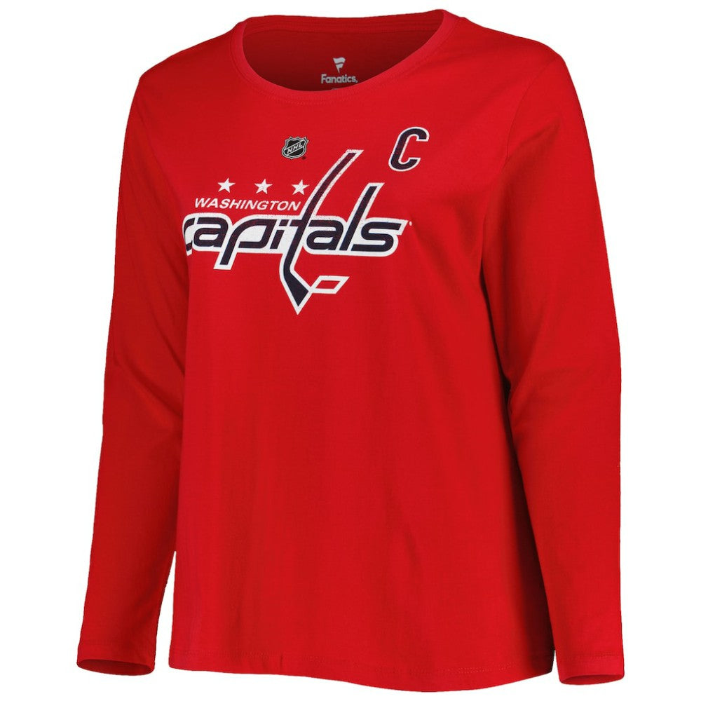 Washington Capitals Profile Women's Plus Size Distressed Printed Name & Number Long Sleeve T-Shirt - Red | US 5014724
