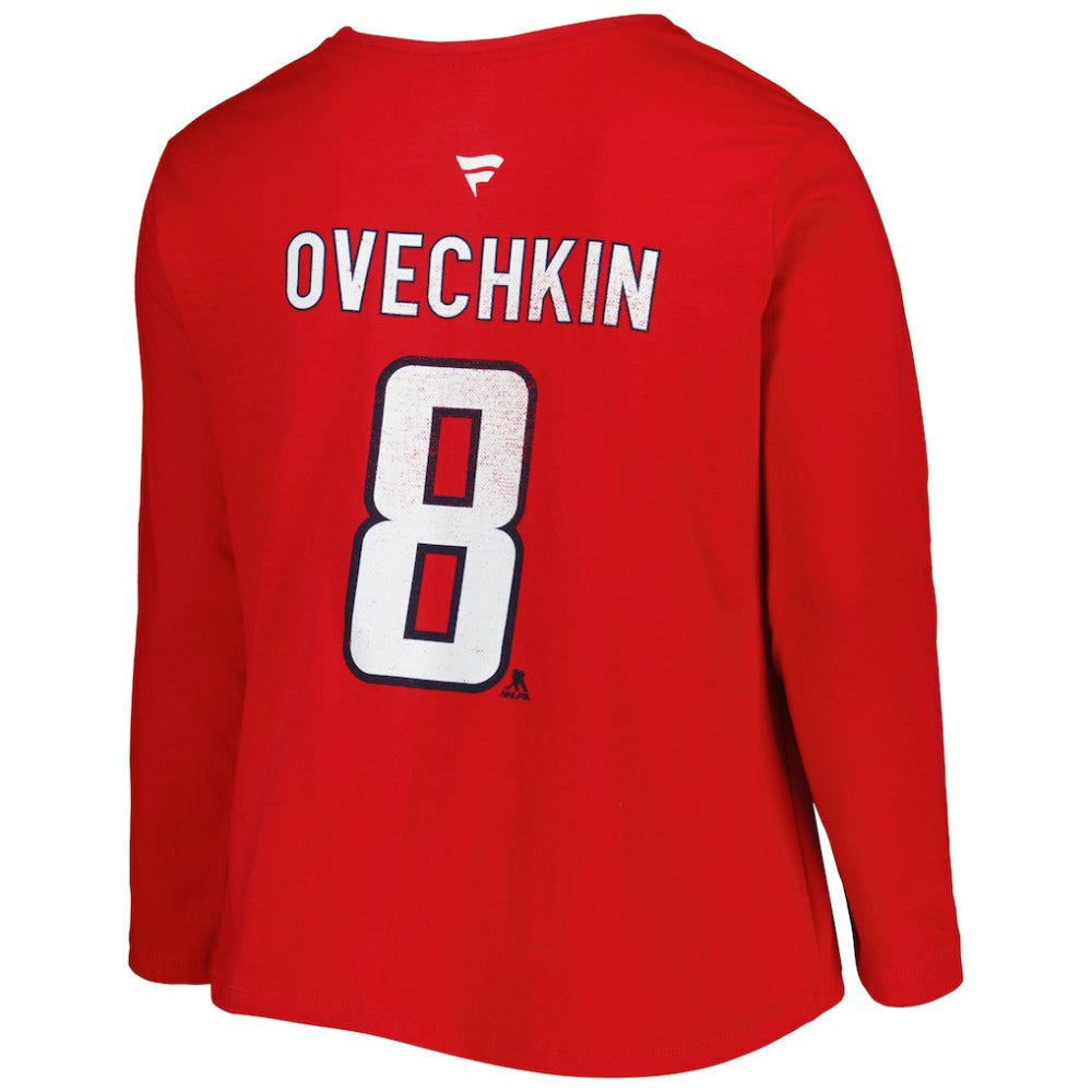 Washington Capitals Profile Women's Plus Size Distressed Printed Name & Number Long Sleeve T-Shirt - Red | US 5014724