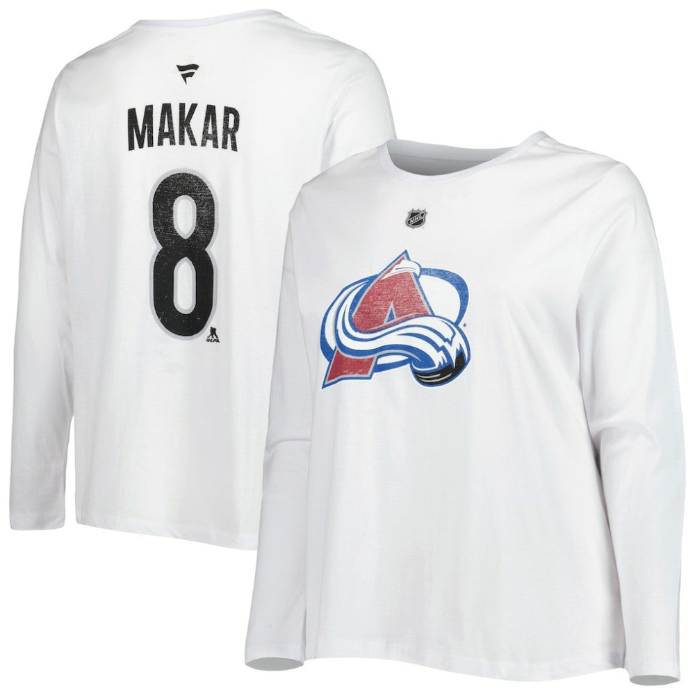 Colorado Avalanche Profile Women's Plus Size Distressed Printed Name & Number Long Sleeve T-Shirt - White | US 5014726