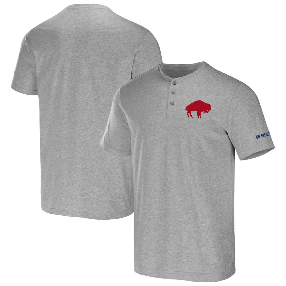 Buffalo Bills NFL x Darius Rucker Collection Henley T-Shirt - Heathered Gray T-shirts