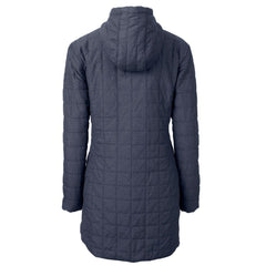 Denver Broncos Cutter & Buck Women's Rainier Primaloft Eco Hooded Long Lightweight Coat - Heather Navy