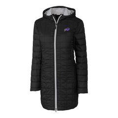 Buffalo Bills Cutter & Buck Women's Rainier Primaloft Eco Hooded Long Lightweight Coat - Black