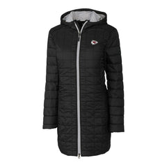 Kansas City Chiefs Cutter & Buck Women's Rainier Primaloft Eco Hooded Long Lightweight Coat - Black