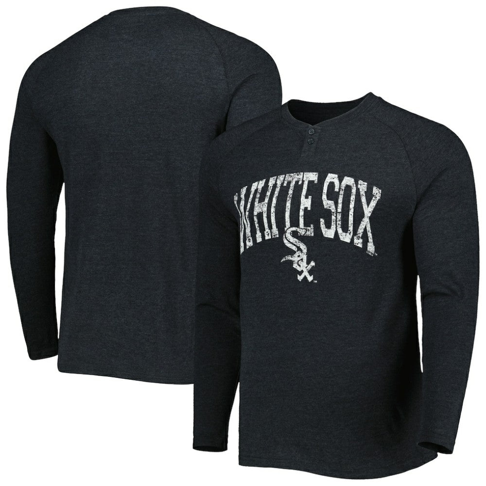 Chicago White Sox Concepts Sport Inertia Raglan Long Sleeve Henley Top - Heather Black Tops