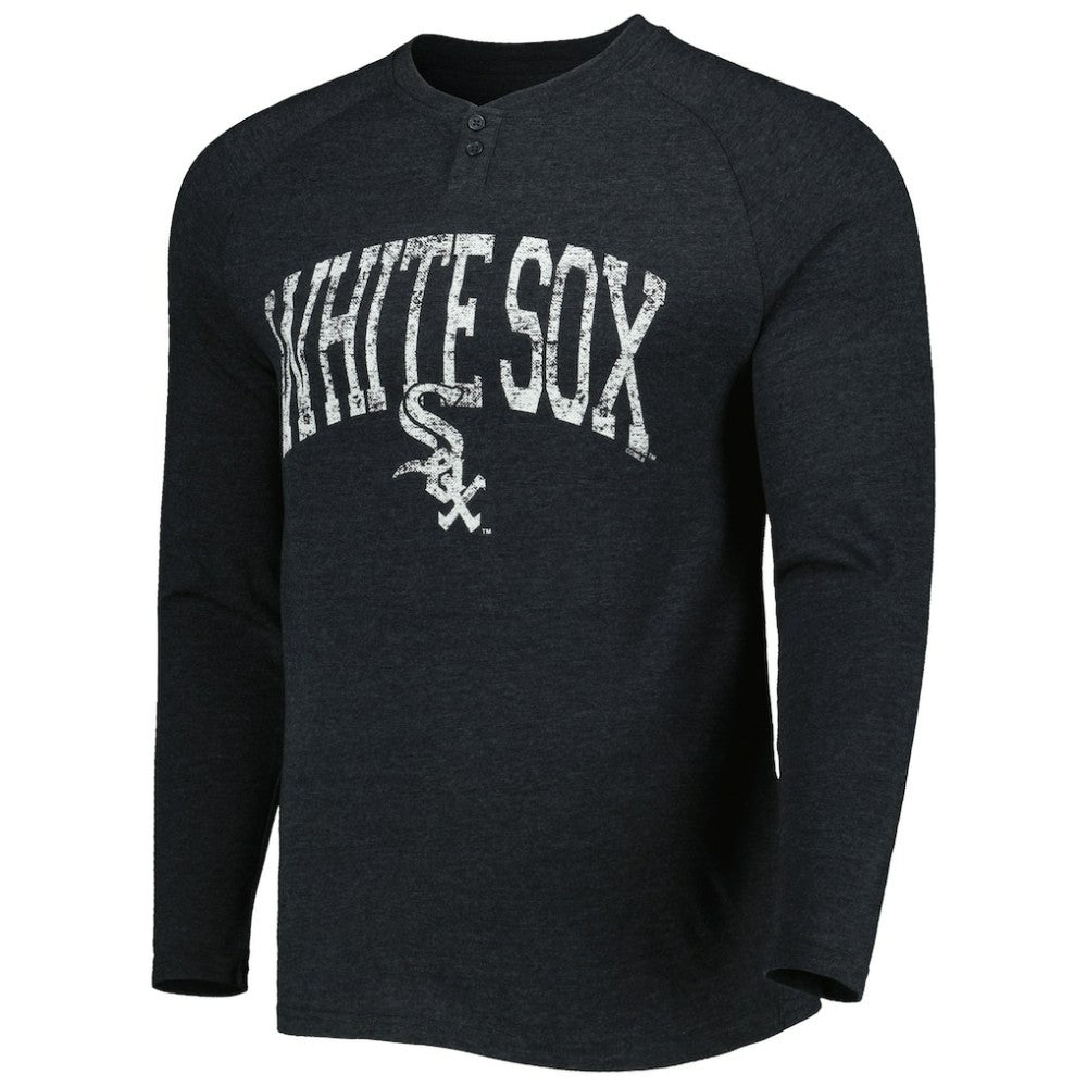 Chicago White Sox Concepts Sport Inertia Raglan Long Sleeve Henley Top - Heather Black Tops