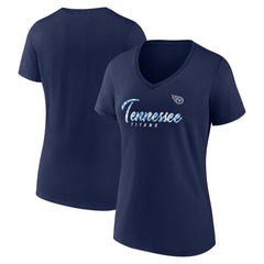Tennessee Titans Women's Shine Time V-Neck T-Shirt - Navy T-shirts