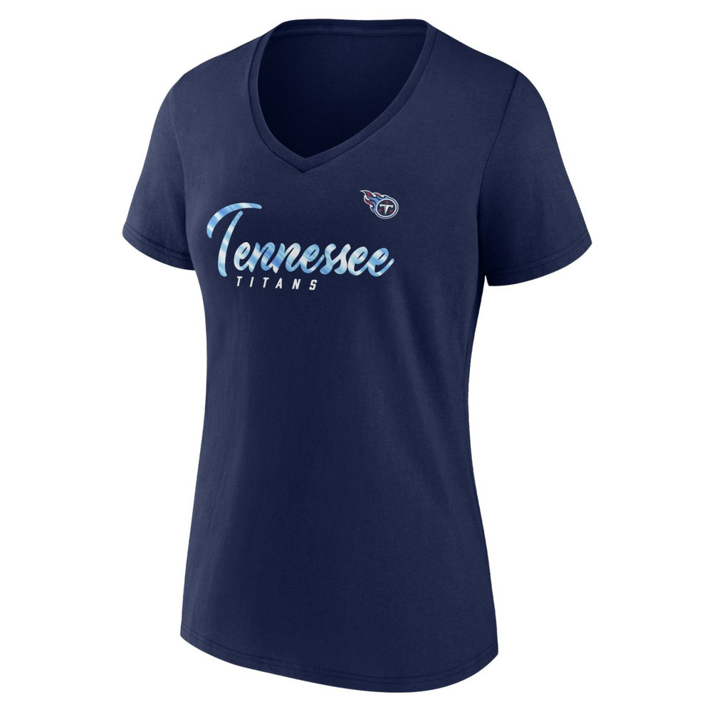 Tennessee Titans Women's Shine Time V-Neck T-Shirt - Navy T-shirts