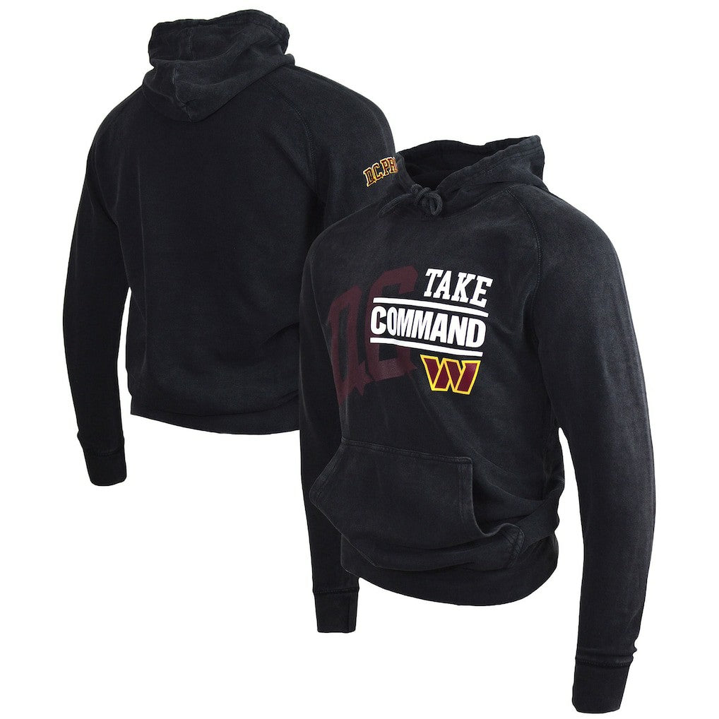 Take Command Washington Commanders DC PROPER Unisex Mineral Wash Vintage Pullover Hoodie - Black Hoodies