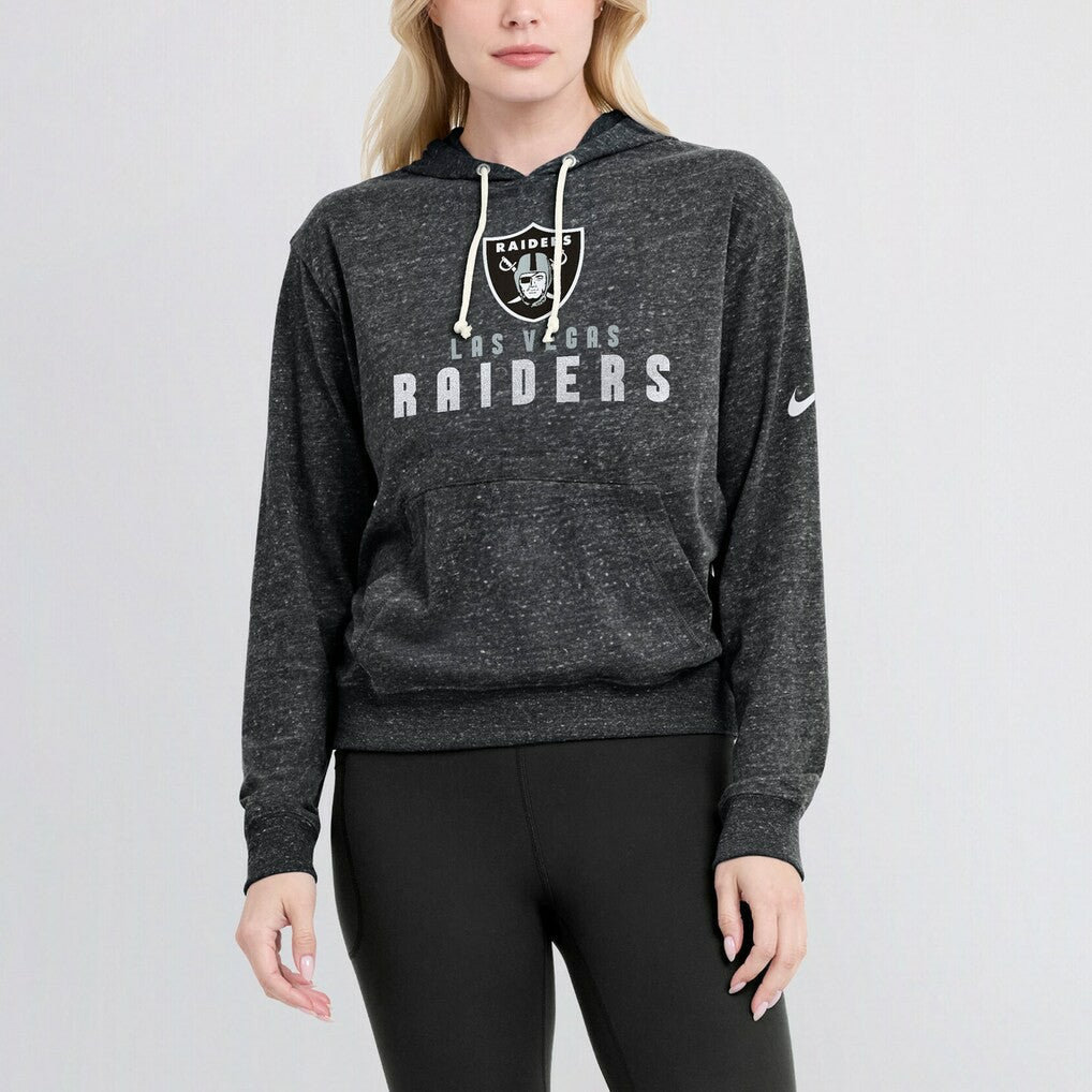 Las Vegas Raiders Women's Gym Vintage Lightweight Pullover Hoodie - Black Hoodies