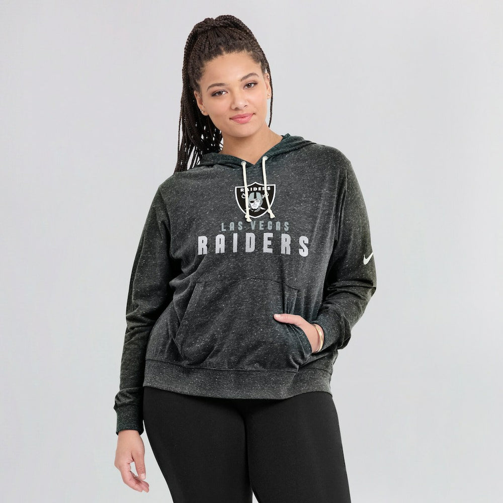 Las Vegas Raiders Women's Gym Vintage Lightweight Pullover Hoodie - Black Hoodies