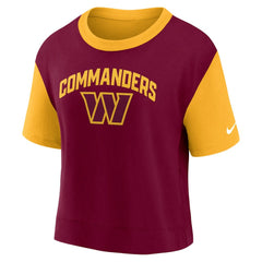 Washington Commanders Women's High Hip Fashion T-Shirt - Gold/Burgundy T-shirts