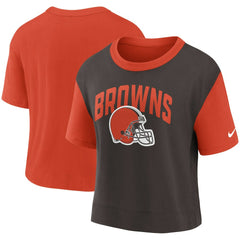 Cleveland Browns Women's High Hip Fashion T-Shirt - Orange/Brown T-shirts