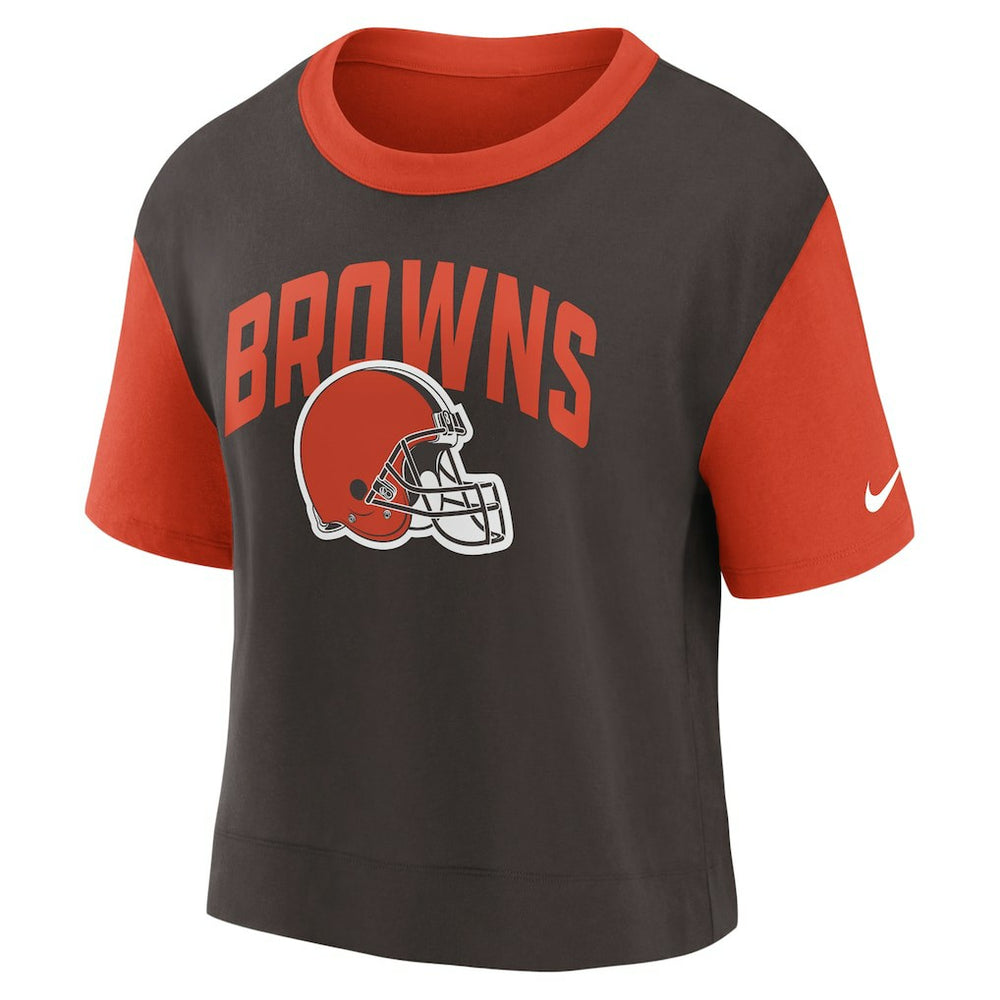 Cleveland Browns Women's High Hip Fashion T-Shirt - Orange/Brown T-shirts