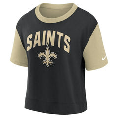 New Orleans Saints Women's High Hip Fashion T-Shirt - Gold/Black T-shirts