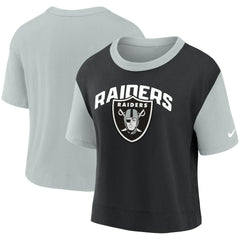 Las Vegas Raiders Women's High Hip Fashion T-Shirt - Silver/Black T-shirts
