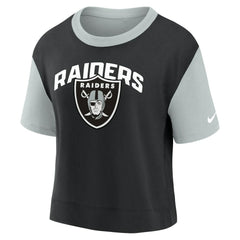 Las Vegas Raiders Women's High Hip Fashion T-Shirt - Silver/Black T-shirts