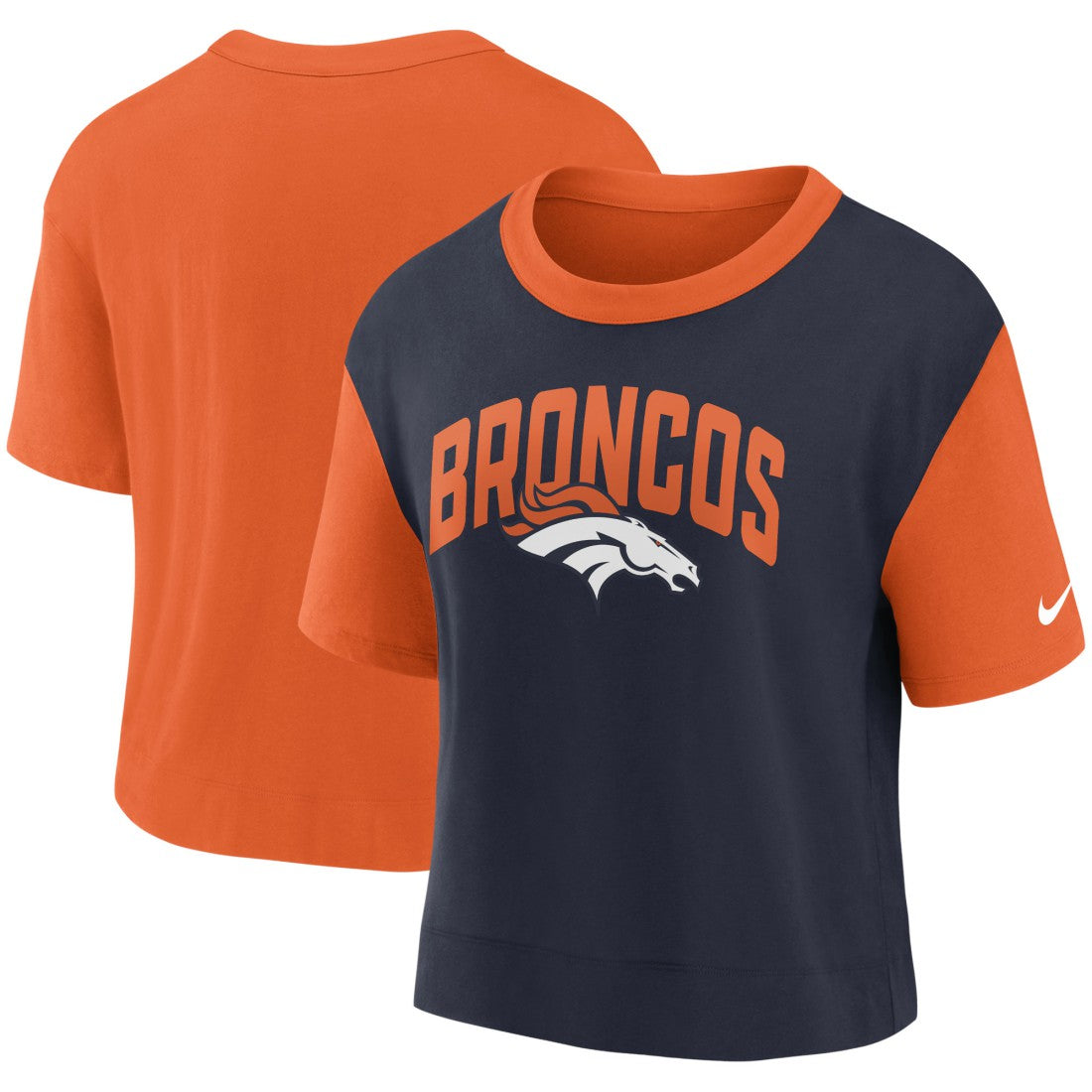 Denver Broncos Women's High Hip Fashion T-Shirt - Orange/Navy T-shirts
