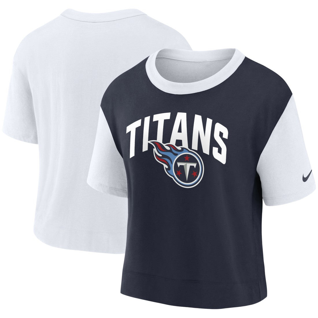 Tennessee Titans Women's High Hip Fashion T-Shirt - White/Navy T-shirts