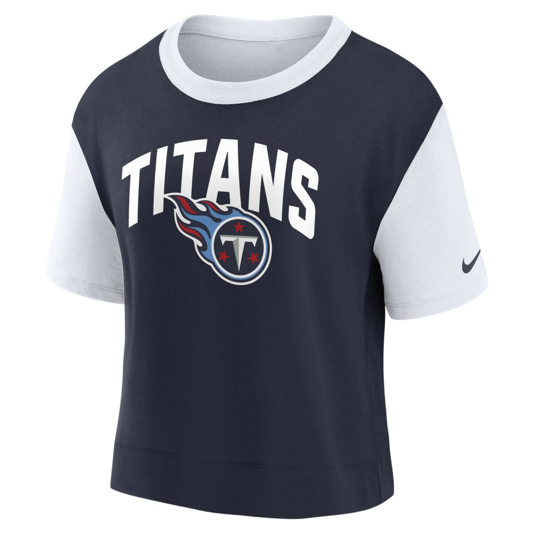 Tennessee Titans Women's High Hip Fashion T-Shirt - White/Navy T-shirts